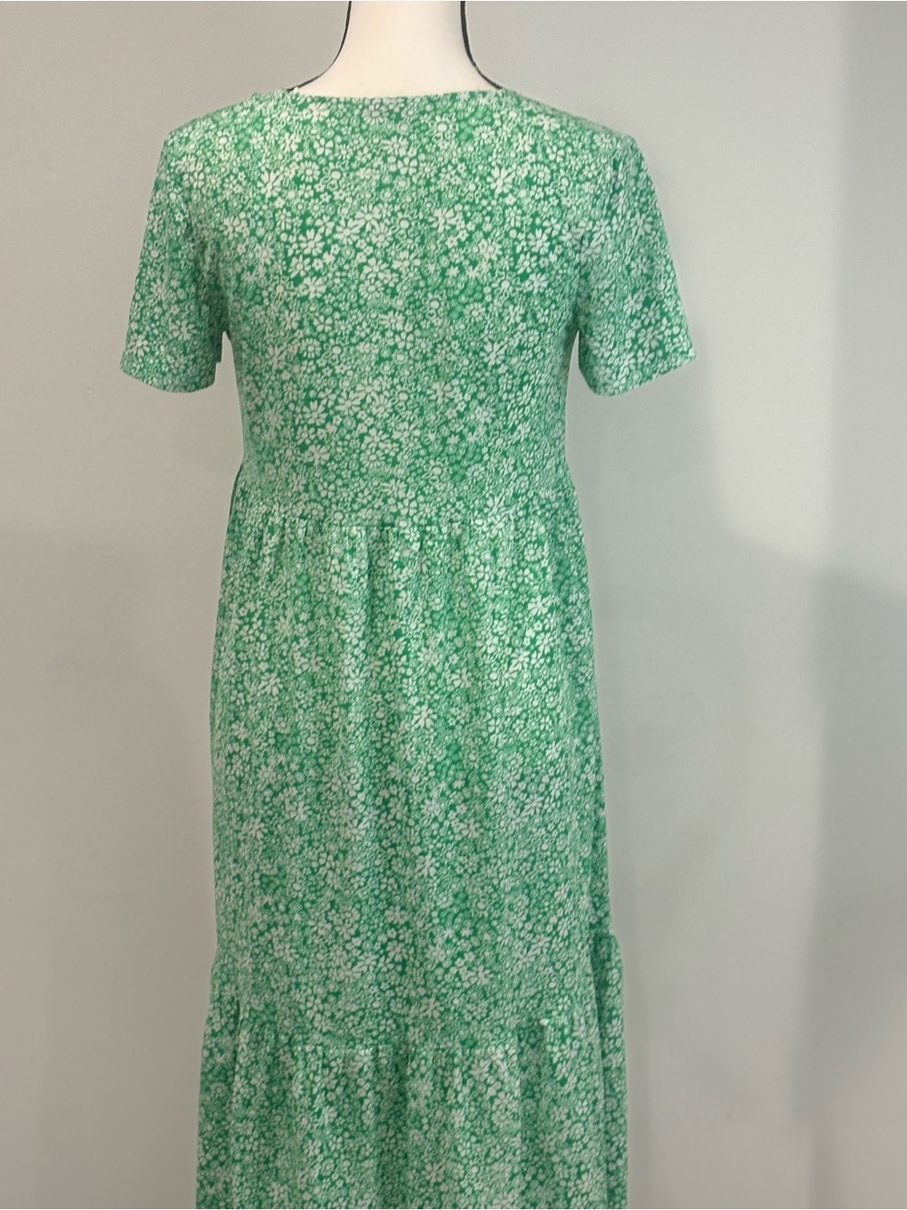 Zara Green Floral Maxi Dress V-neck Size S - Picture 4 of 7